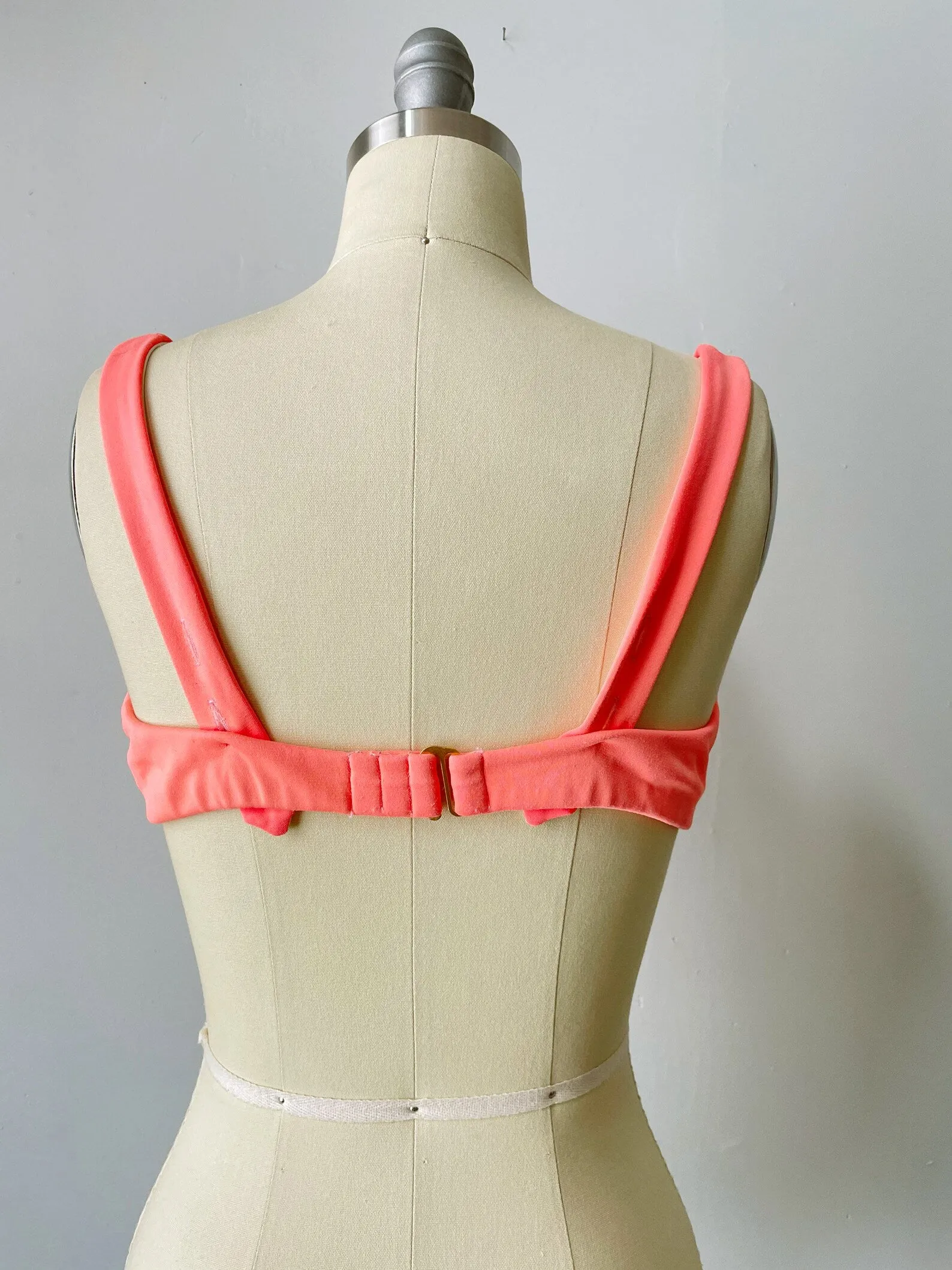 1970s Bikini Crop Top Neon Pink Bra S