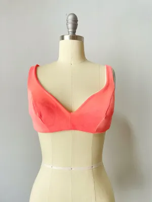 1970s Bikini Crop Top Neon Pink Bra S