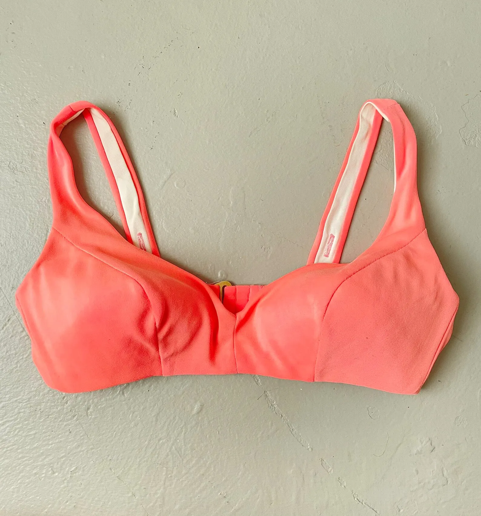 1970s Bikini Crop Top Neon Pink Bra S