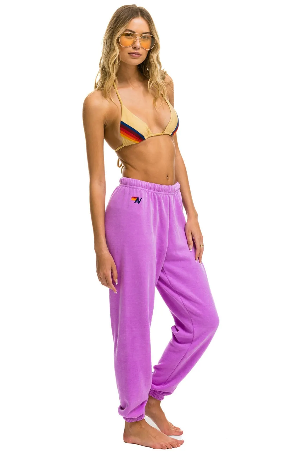 5 STRIPE SWEATPANTS - NEON PURPLE // NEON RAINBOW