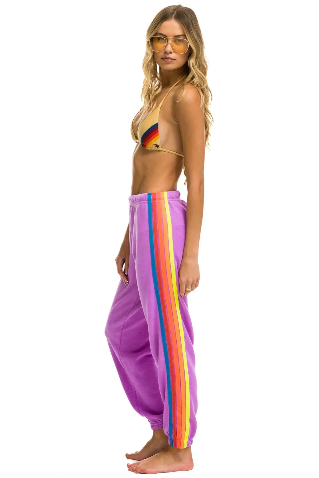 5 STRIPE SWEATPANTS - NEON PURPLE // NEON RAINBOW