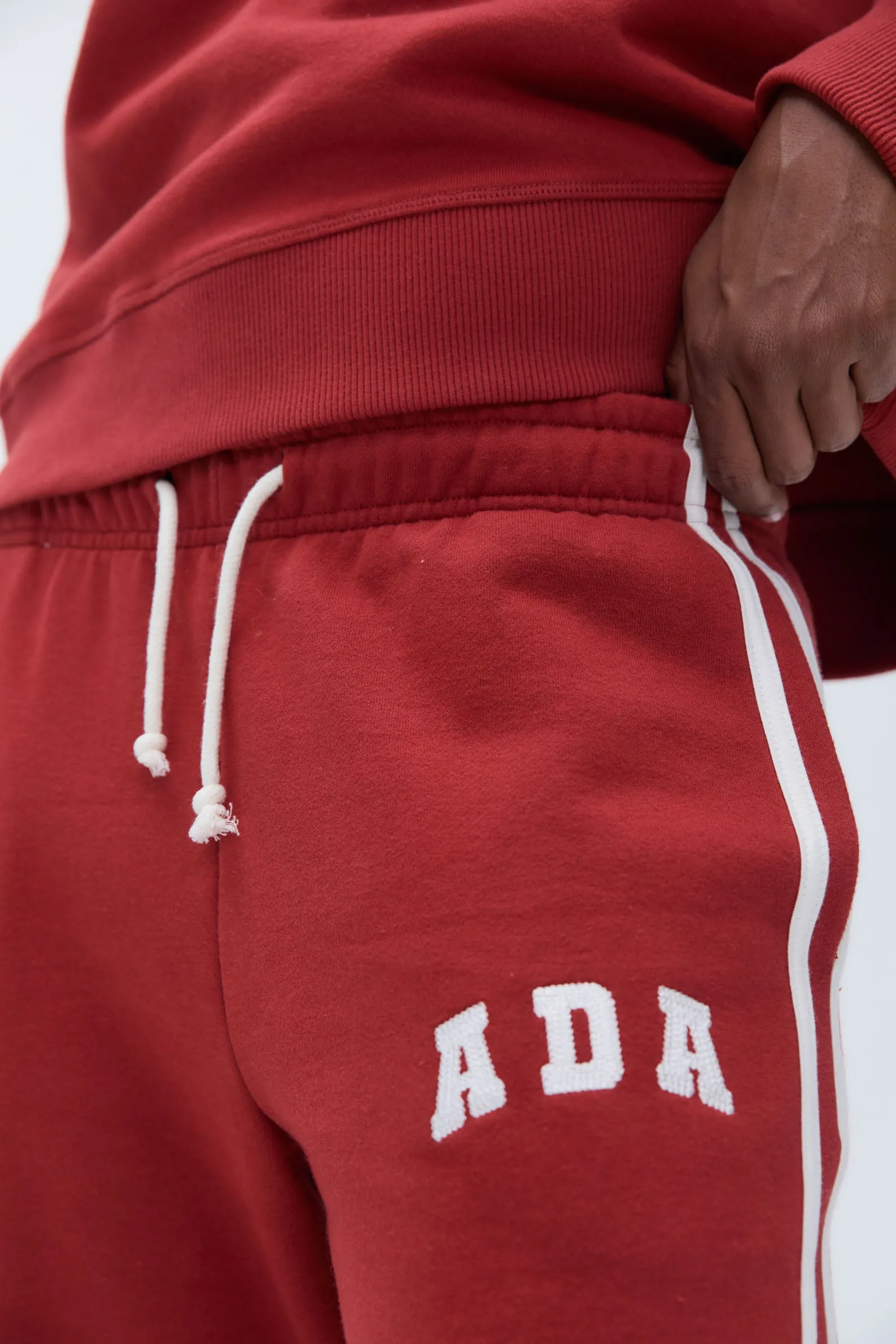 ADA Stitch Loose Fit Sweatpants - Vintage Red/Marshmallow White