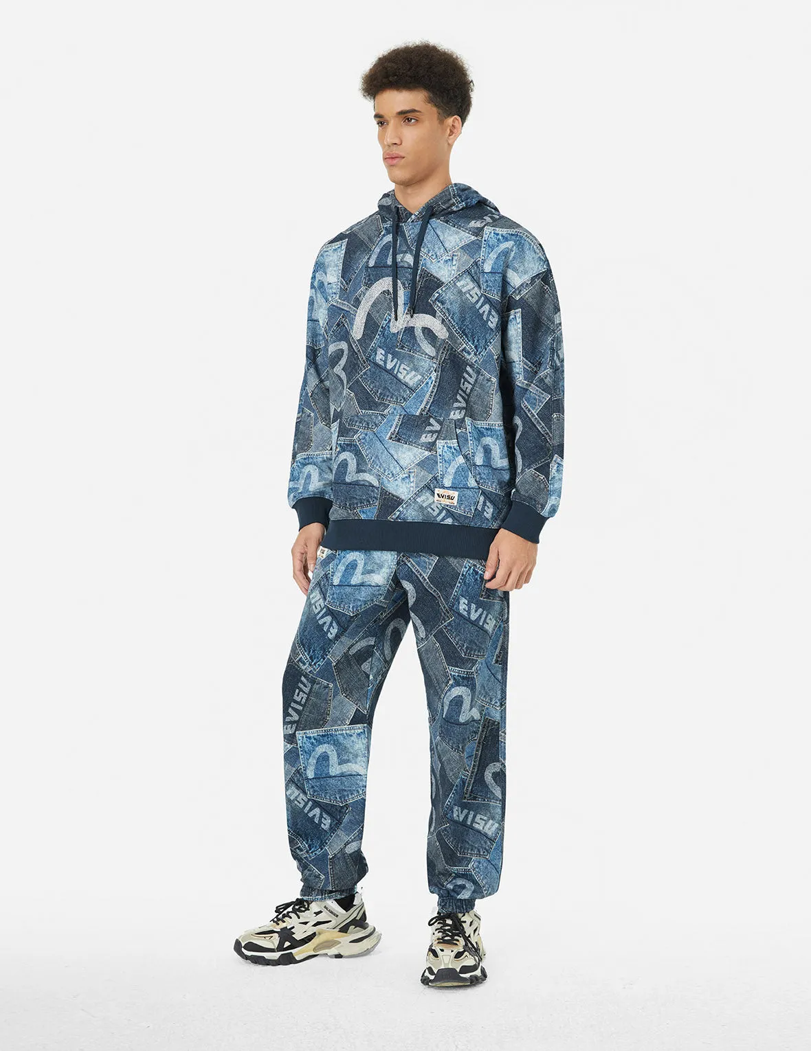 Allover Logo and Seagull Pocket Digital Print Loose Fit Sweatpants