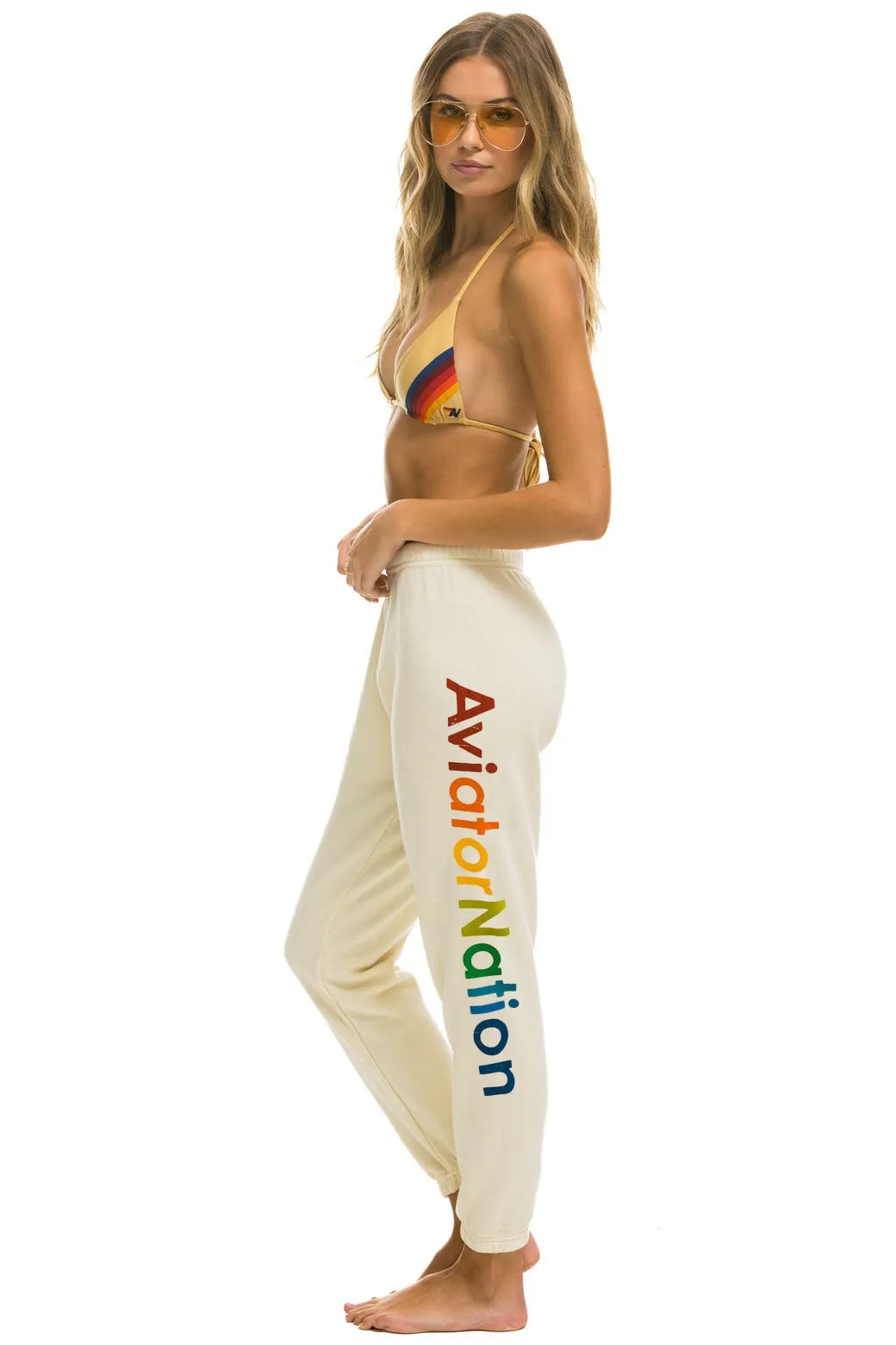 AVIATOR NATION LAS VEGAS WOMENS SWEATPANTS - VINTAGE WHITE