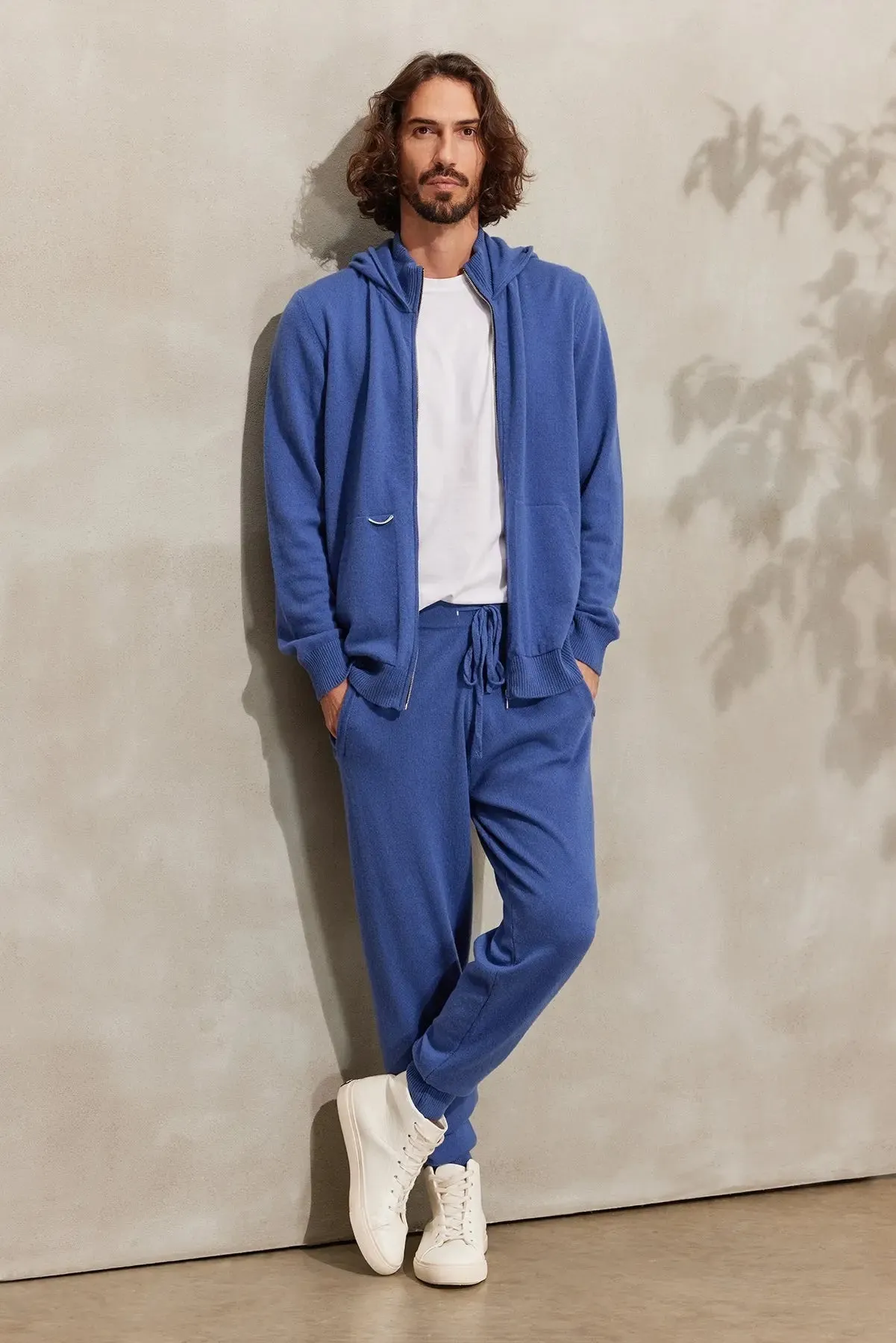 Blue Cashmere and Merino Recycled Cashmere Men's Sweatpants