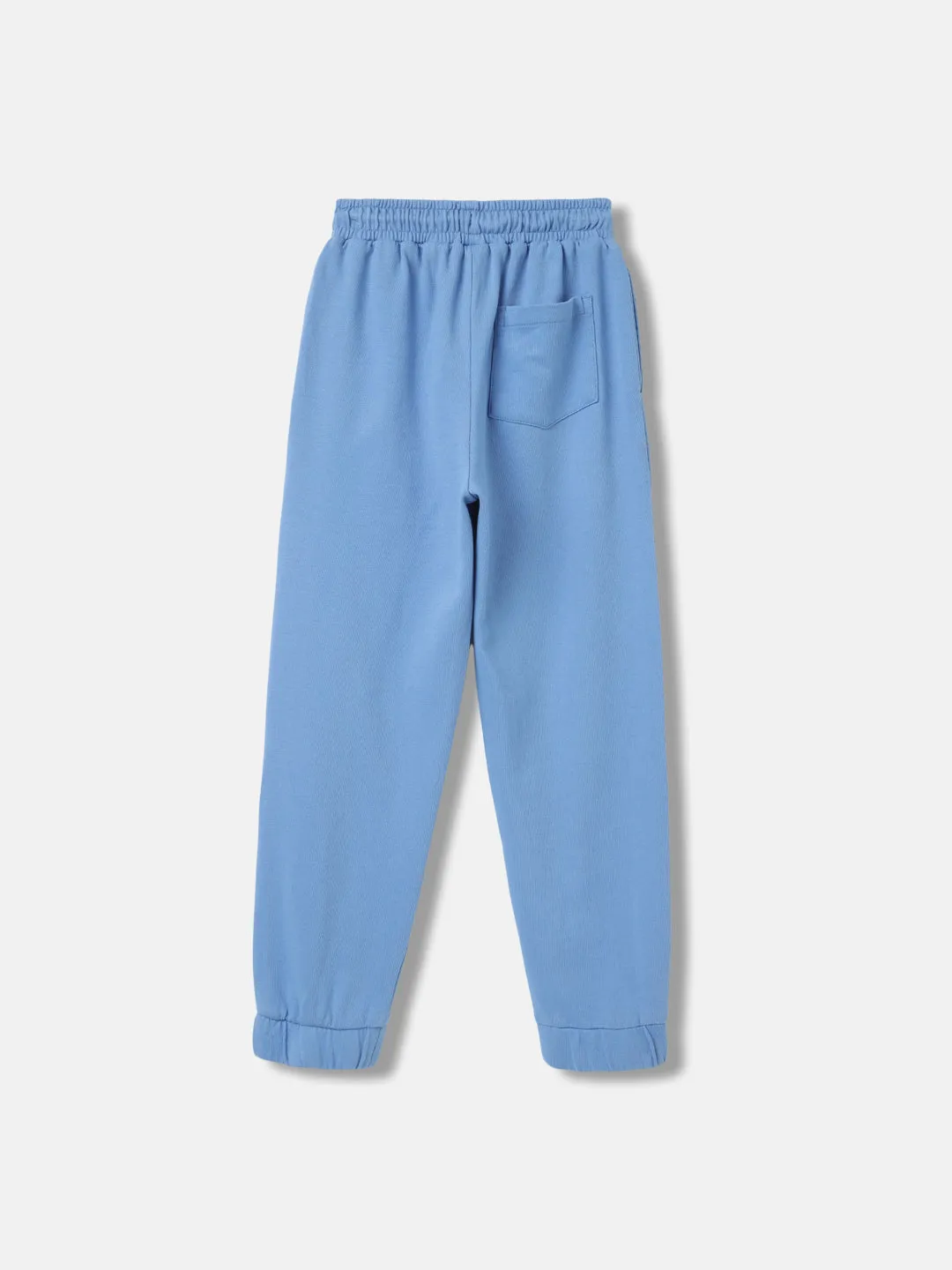 Blue Giraffe Boys Blue Printed Relaxed Fit Trackpant