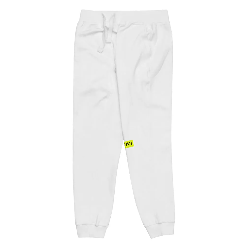 Capital H's Unisex Fleece Sweatpants (Black Hoovi Print) Neon Yellow & Black Logo