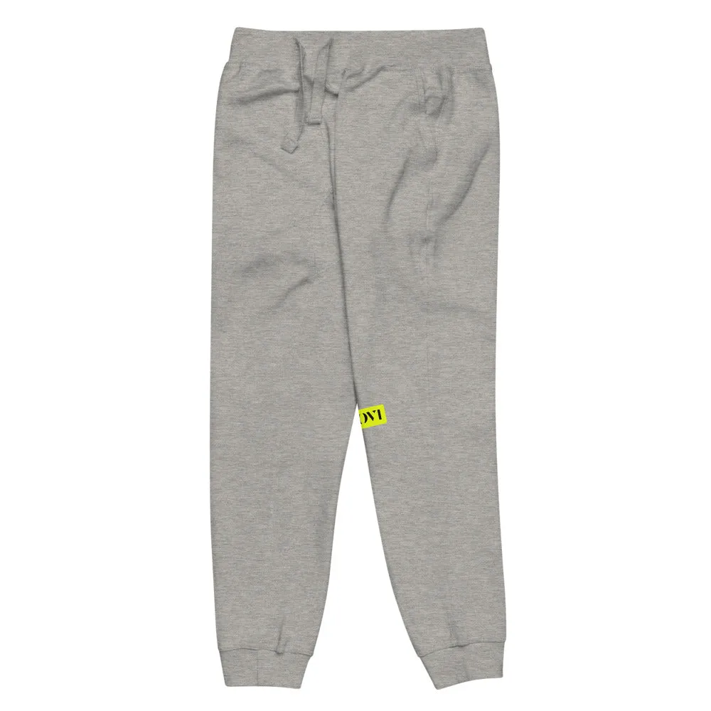 Capital H's Unisex Fleece Sweatpants (Black Hoovi Print) Neon Yellow & Black Logo