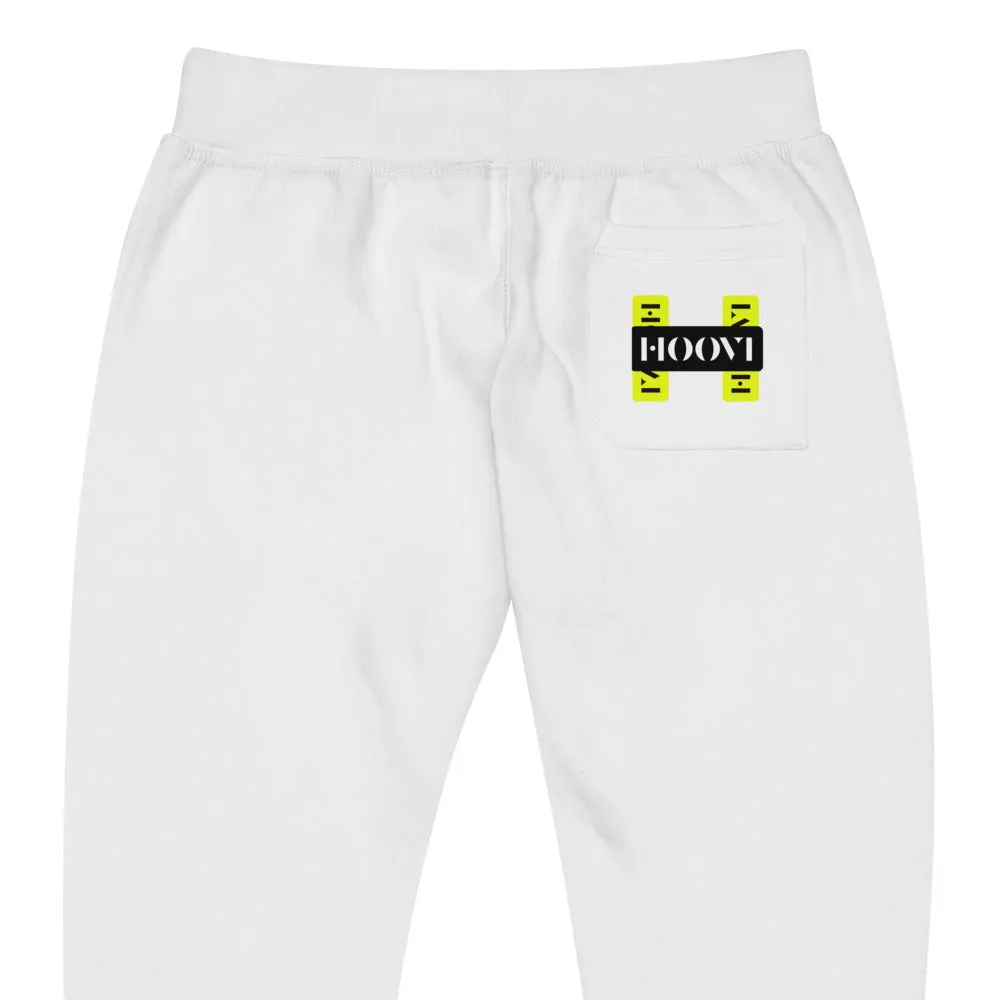 Capital H's Unisex Fleece Sweatpants (Black Hoovi Print) Neon Yellow & Black Logo