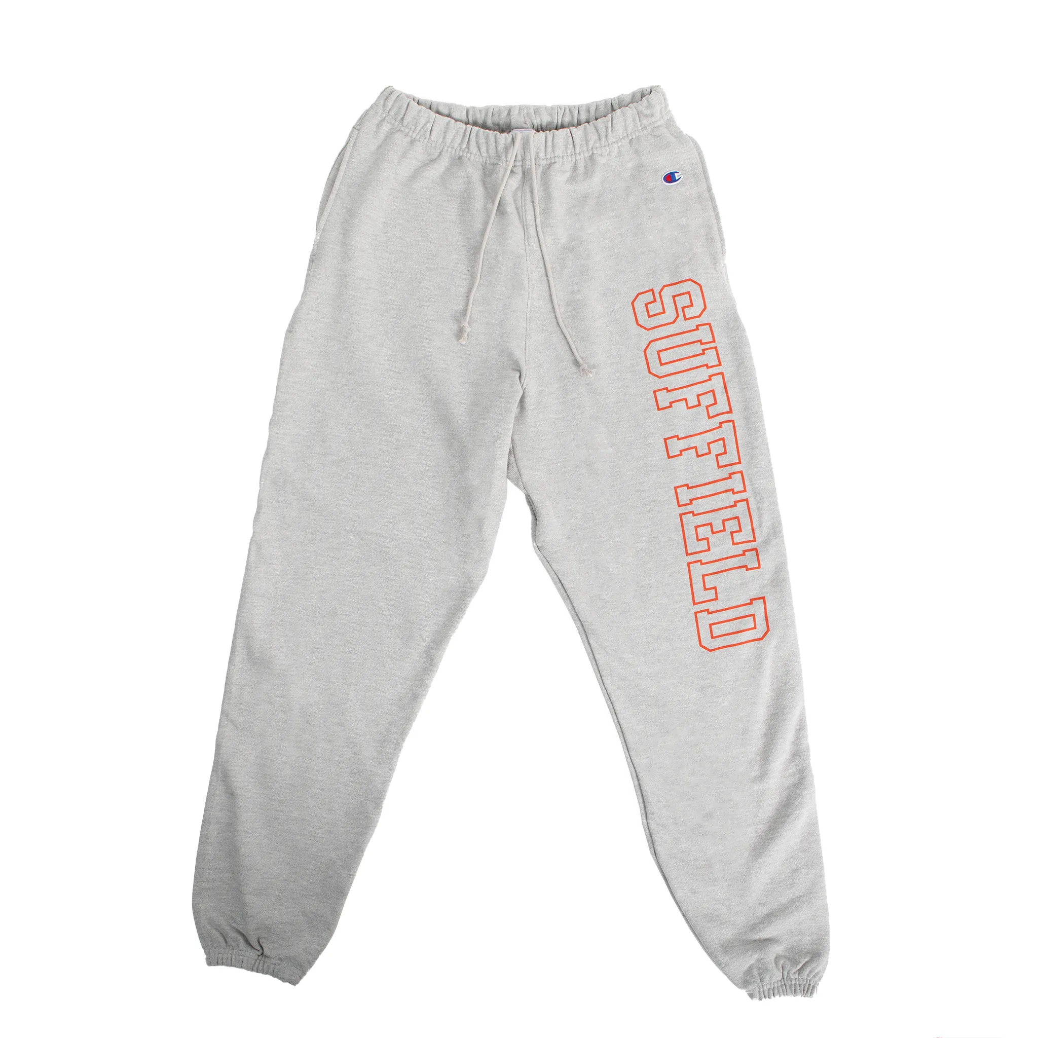 Champion Oxford Heather Sweatpants w/ Vertical Suffield in orange Ink