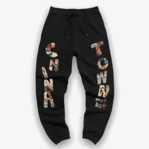 Chinatown Market Patchwork Sweatpants Black