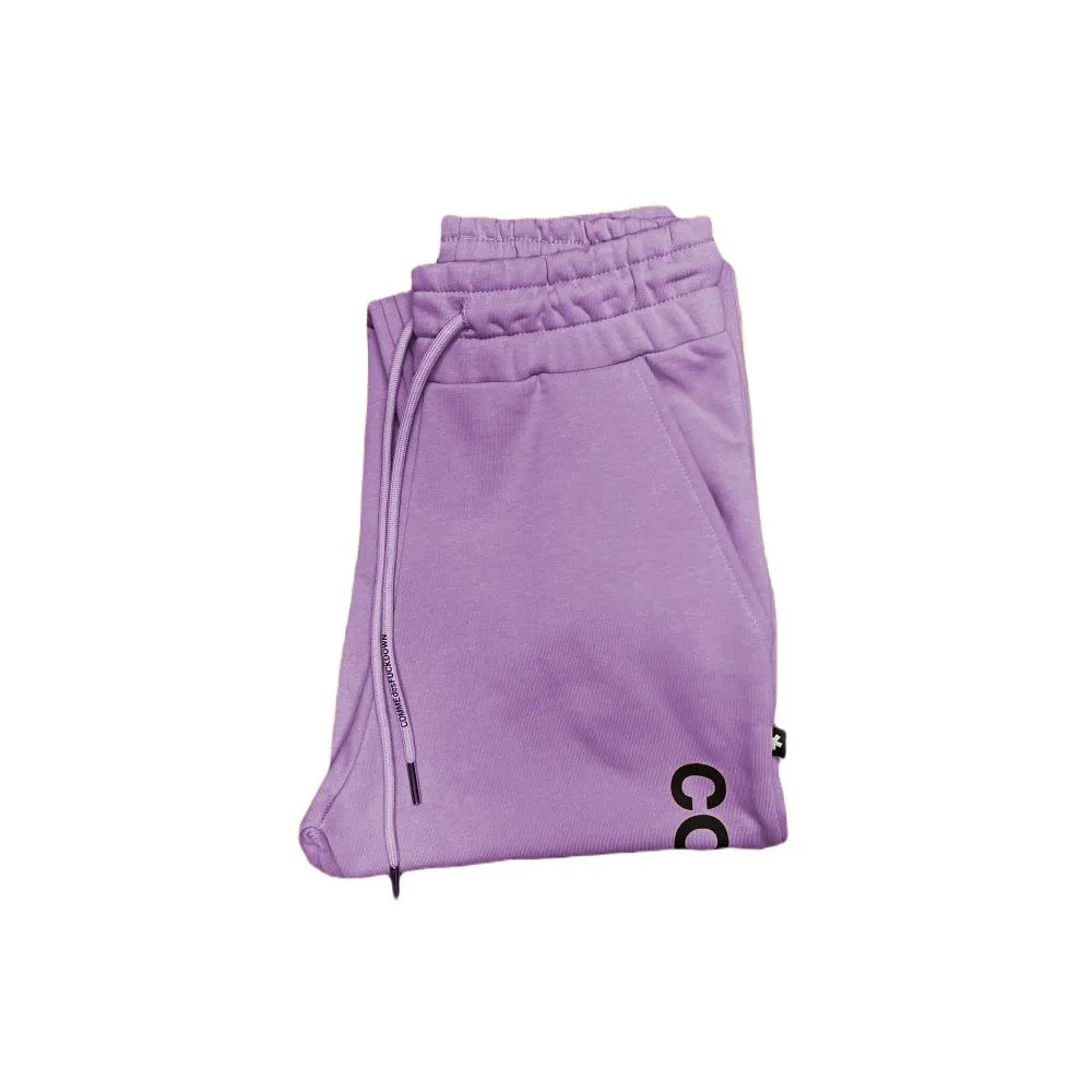 Comme Des Fuckdown Chic Purple Cotton Sweatpants with Logo Print