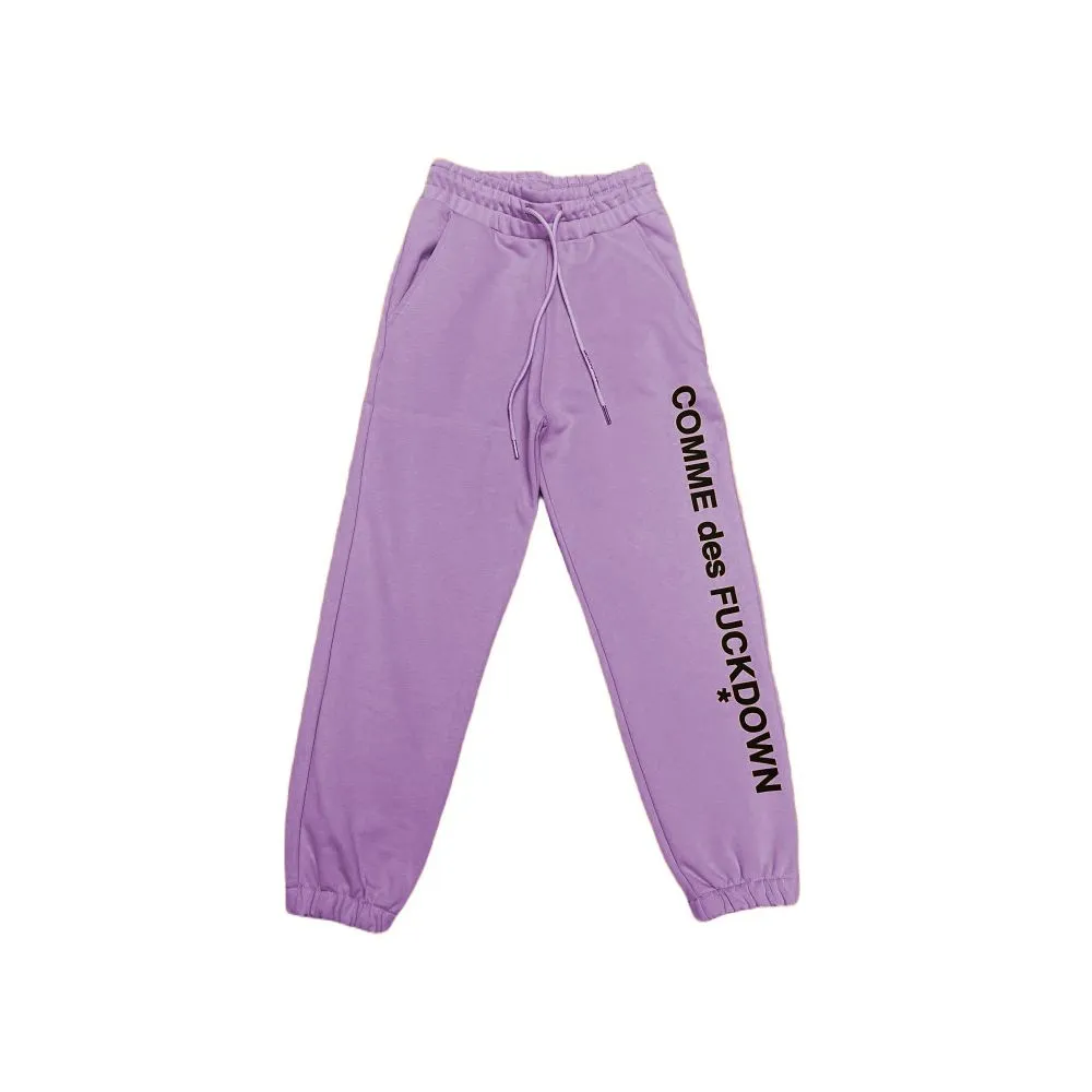 Comme Des Fuckdown Chic Purple Cotton Sweatpants with Logo Print