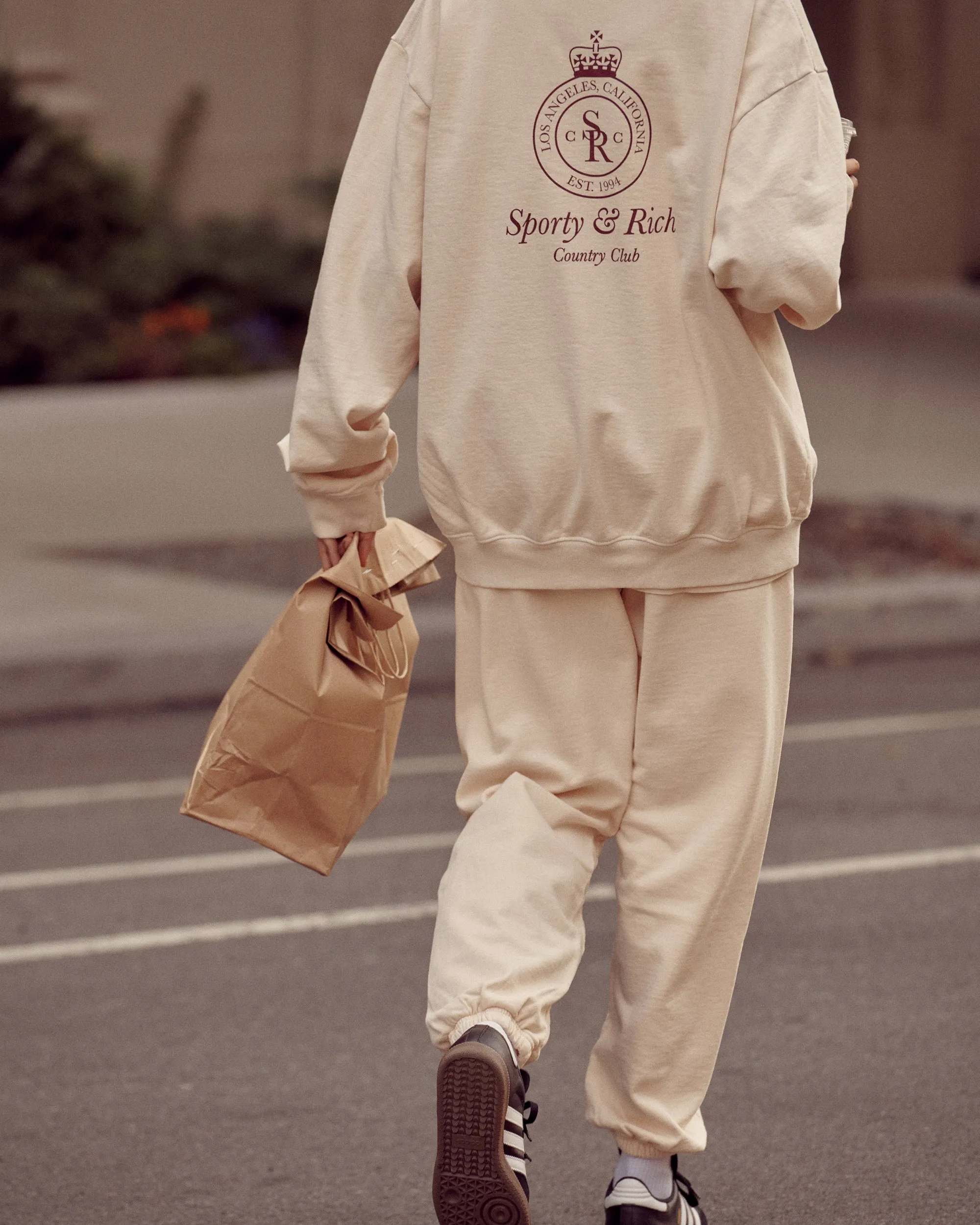 Crown Sweatpant - Cream/Merlot