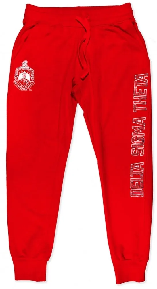 Delta Sigma Theta M2 Sequins Patch Sweatpants Red