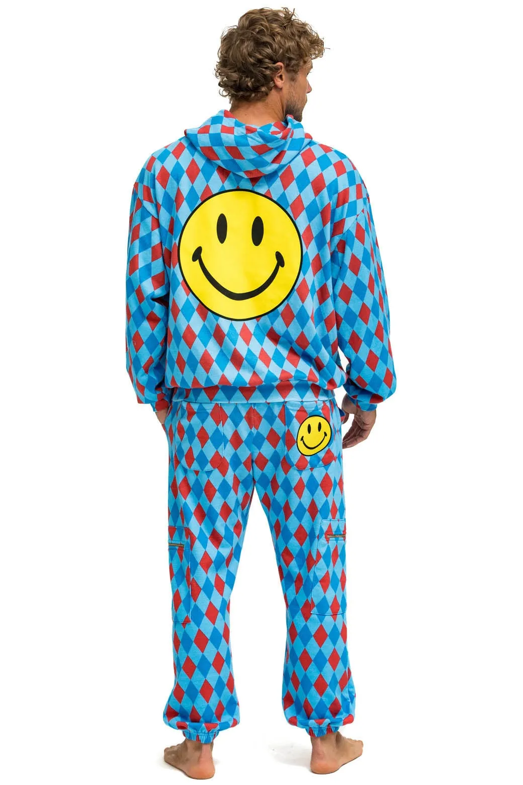 DIAMOND REPEAT SMILEY 2 EMBROIDERY SWEATPANTS - SKY