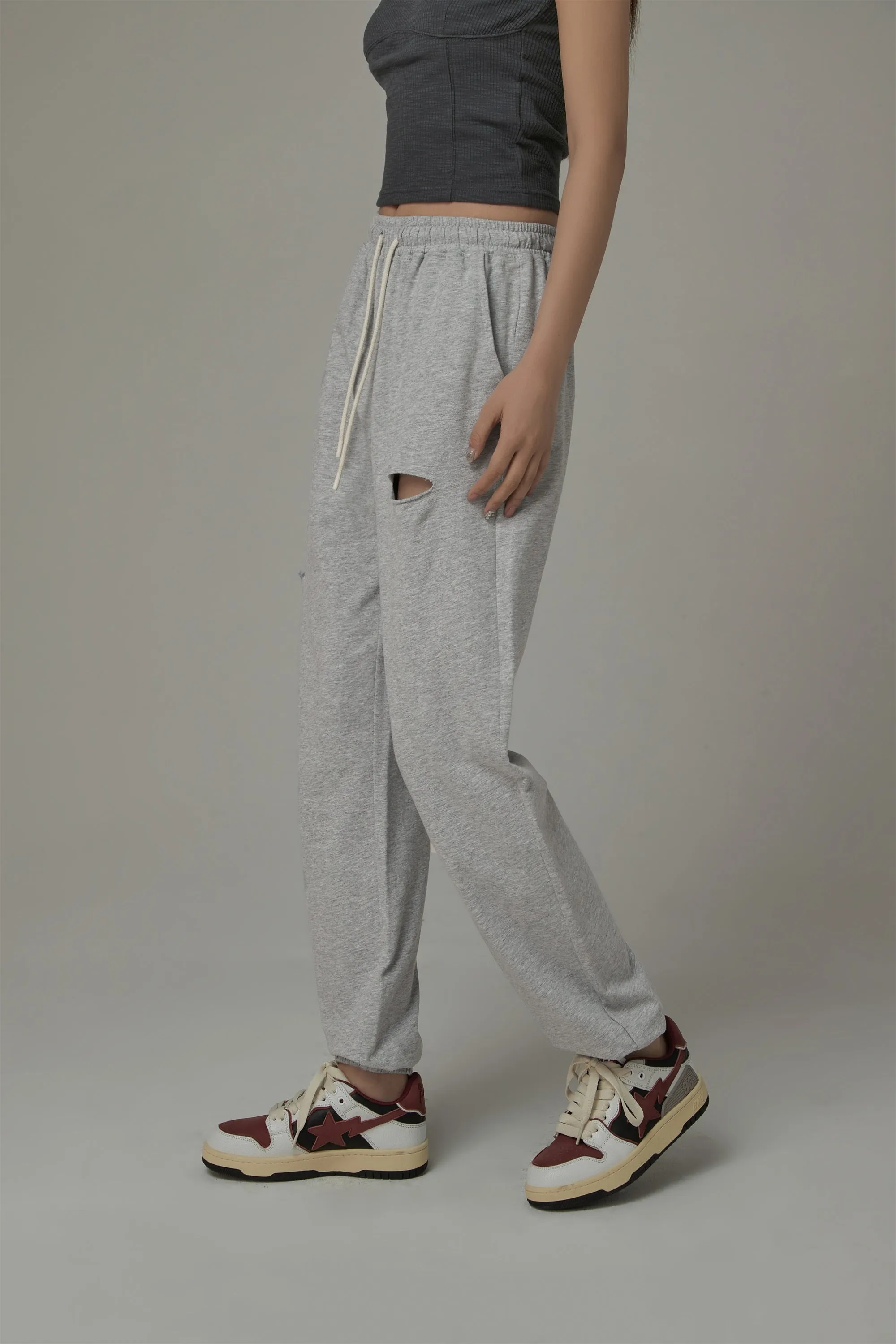 Distressed String Jogger Sweatpants