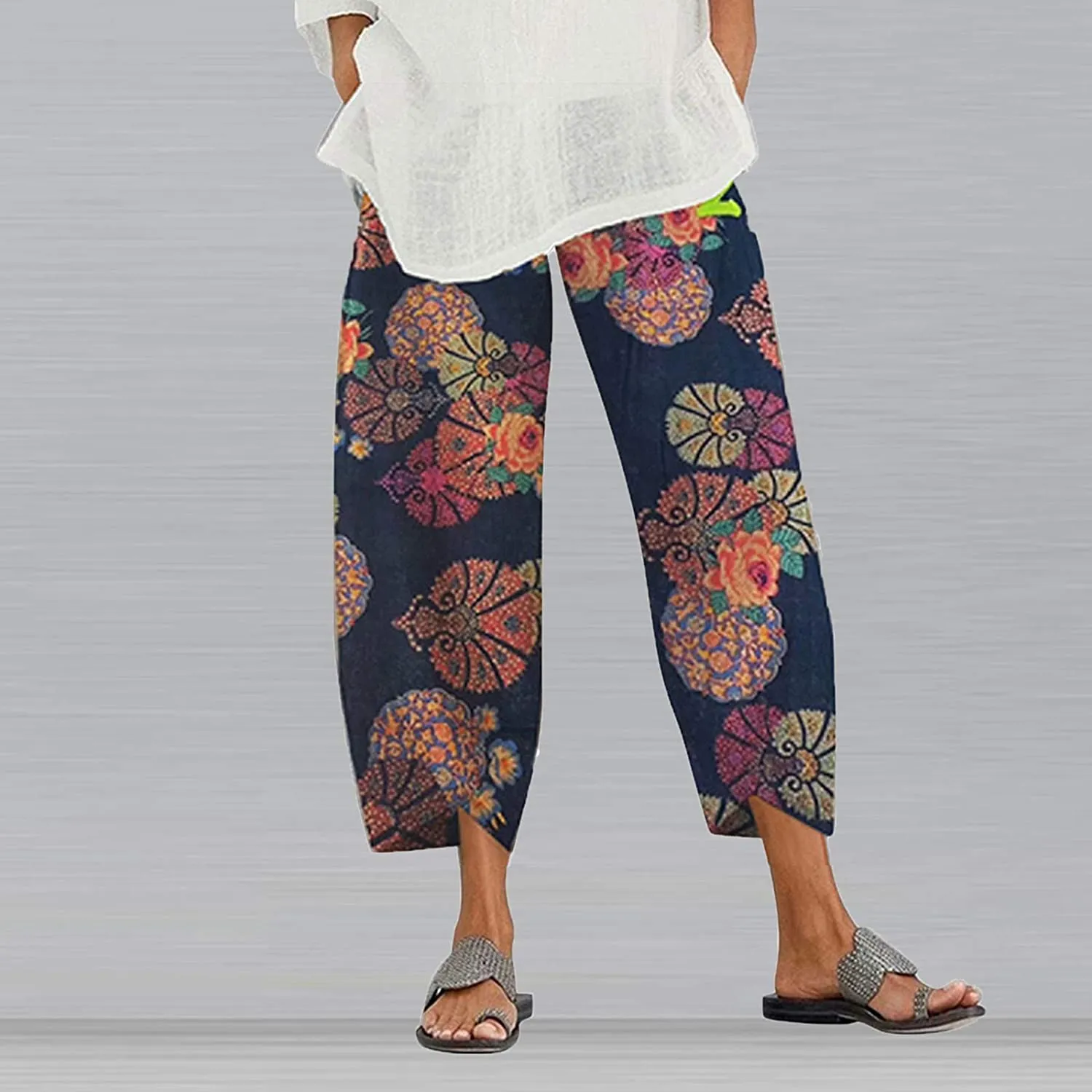 DressBetty - Palazzo Lounge Pants Wide Leg Printed Cropped Bottoms Baggy Trousers Sweatpants