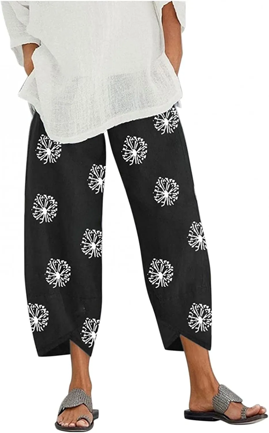 DressBetty - Palazzo Lounge Pants Wide Leg Printed Cropped Bottoms Baggy Trousers Sweatpants