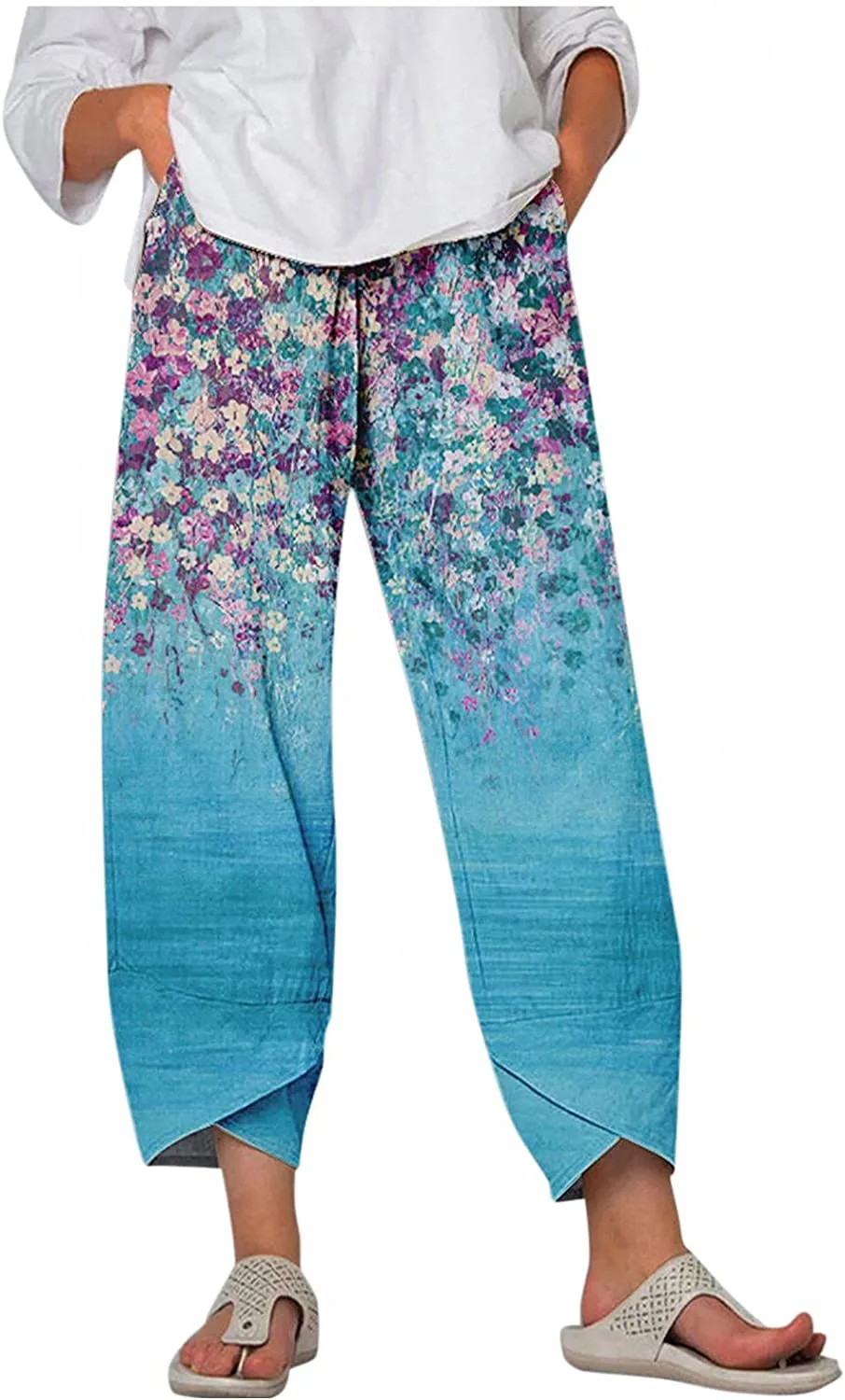 DressBetty - Palazzo Lounge Pants Wide Leg Printed Cropped Bottoms Baggy Trousers Sweatpants