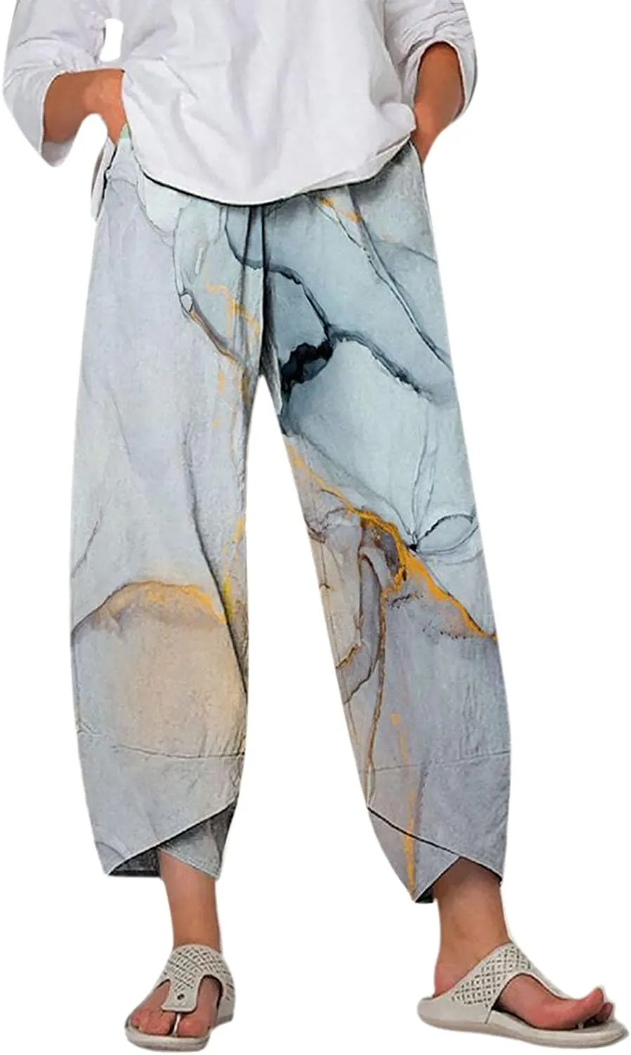 DressBetty - Palazzo Lounge Pants Wide Leg Printed Cropped Bottoms Baggy Trousers Sweatpants