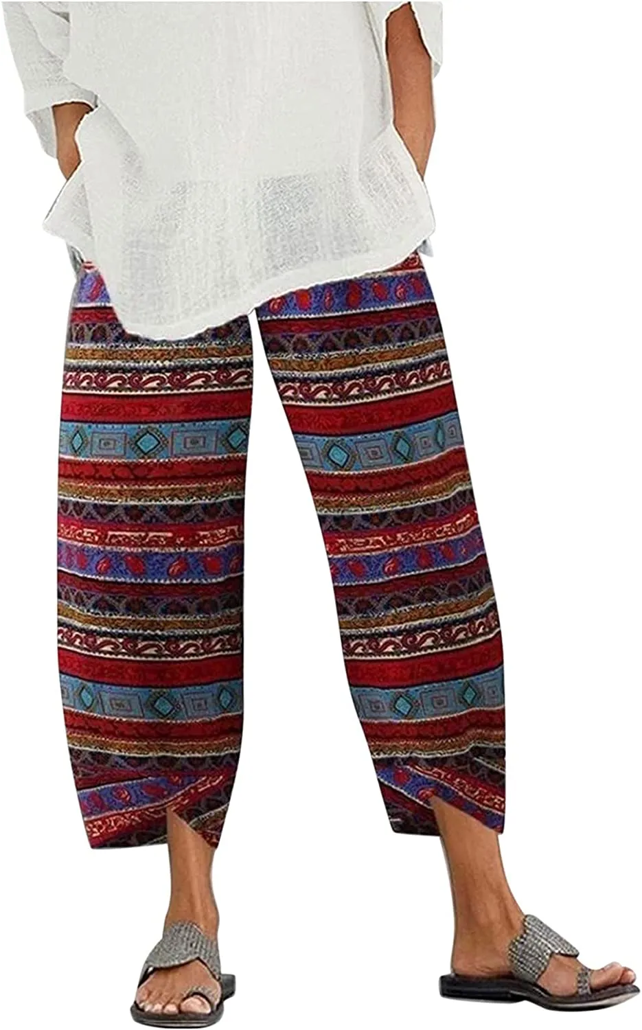 DressBetty - Palazzo Lounge Pants Wide Leg Printed Cropped Bottoms Baggy Trousers Sweatpants