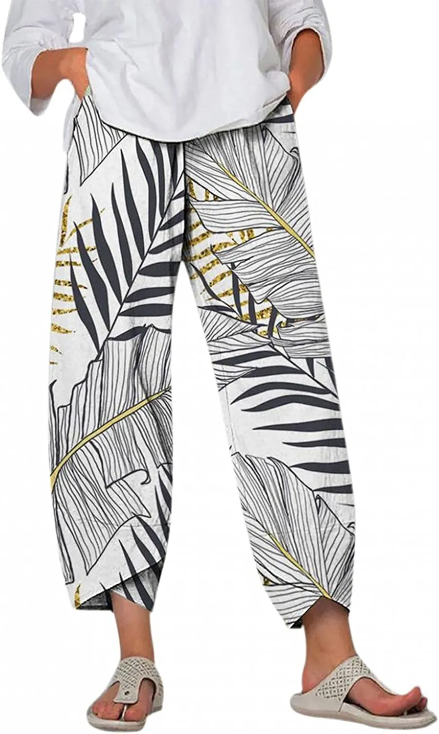 DressBetty - Palazzo Lounge Pants Wide Leg Printed Cropped Bottoms Baggy Trousers Sweatpants