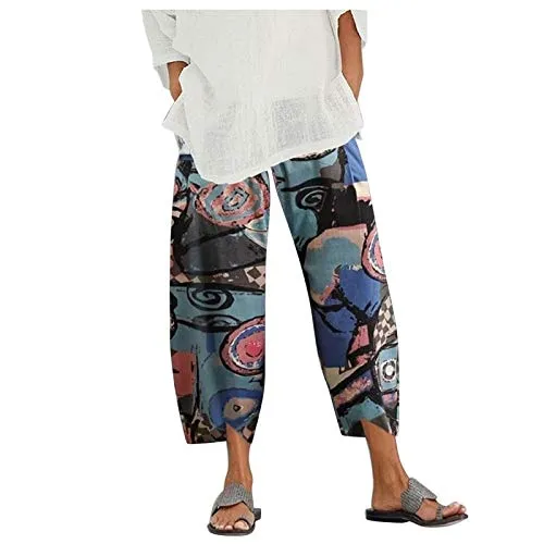 DressBetty - Palazzo Lounge Pants Wide Leg Printed Cropped Bottoms Baggy Trousers Sweatpants