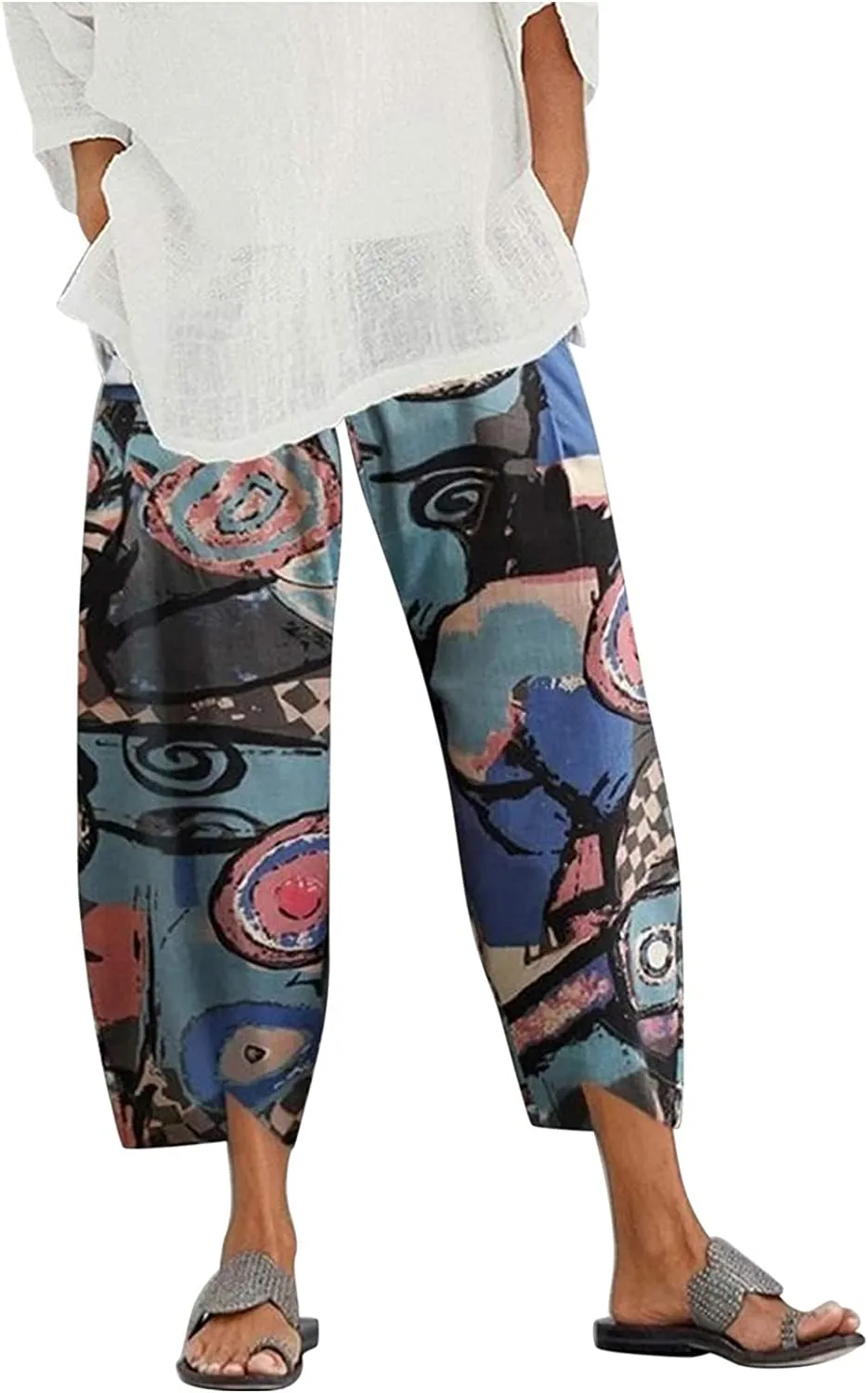 DressBetty - Palazzo Lounge Pants Wide Leg Printed Cropped Bottoms Baggy Trousers Sweatpants