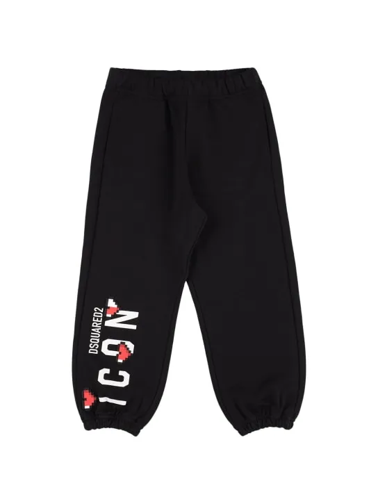 Dsquared2   Icon print cotton sweatpants w/hearts 