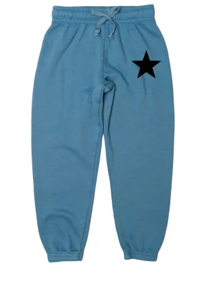 Elastic Cuff w/ Star Sweatpant - Chambray Blue