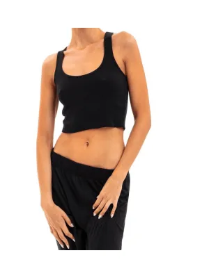 Eterne Cropped Rib Racerback Tank Black