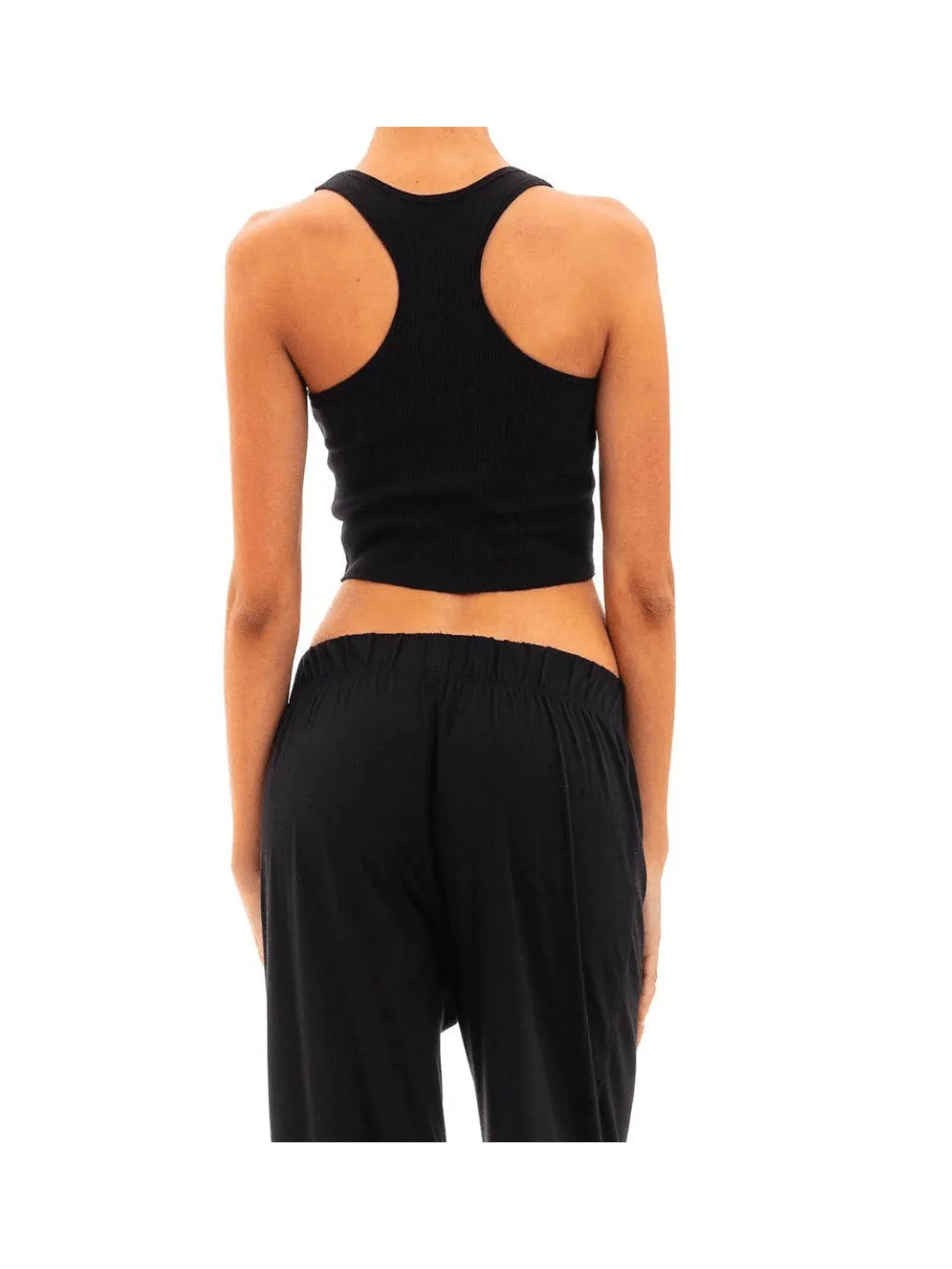 Eterne Cropped Rib Racerback Tank Black