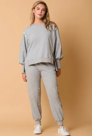 Fantastic Fawn - Heathered Gray Pearl Jogger & Sweatshirt Set