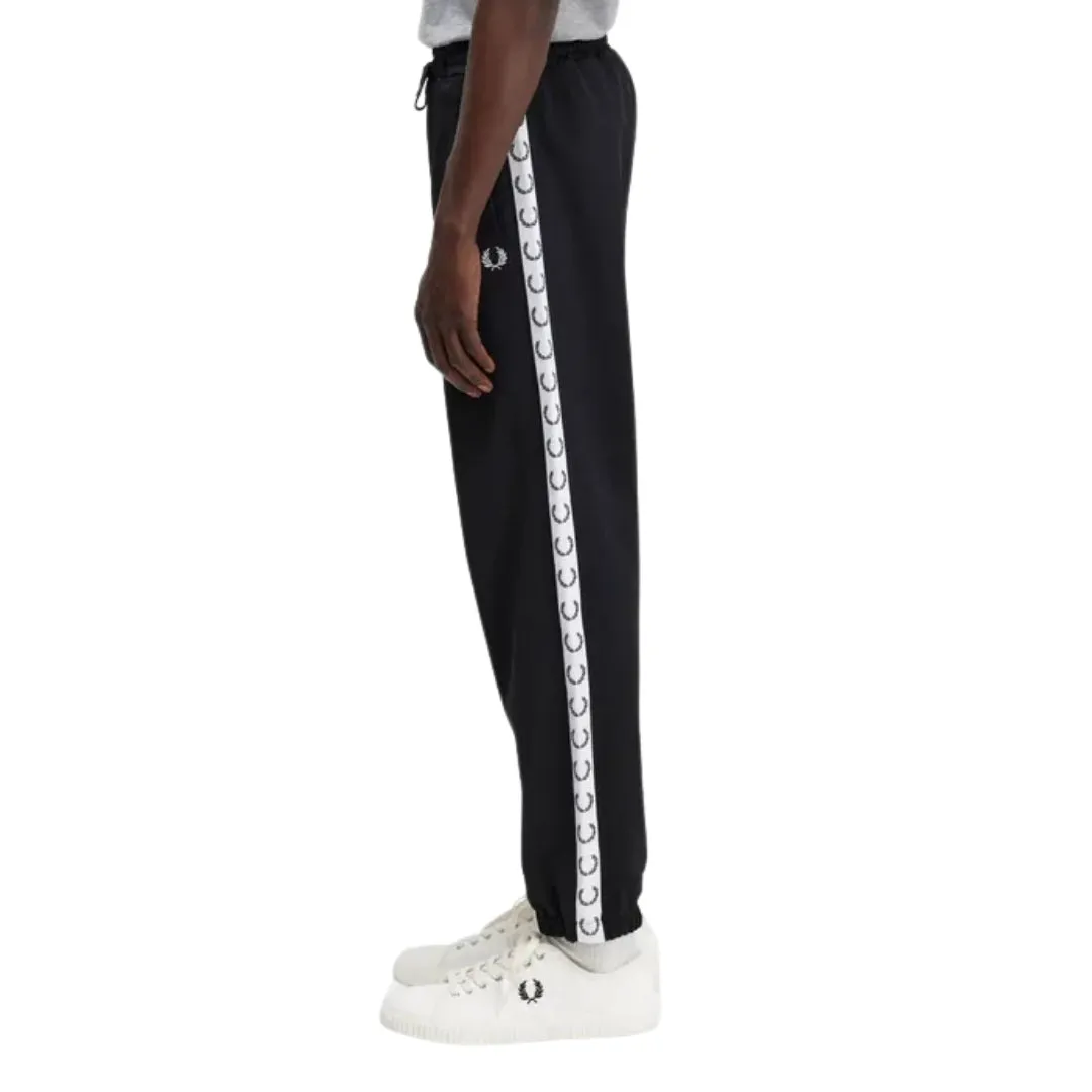 Fred Perry Branded Taped Hem Black Sweatpants