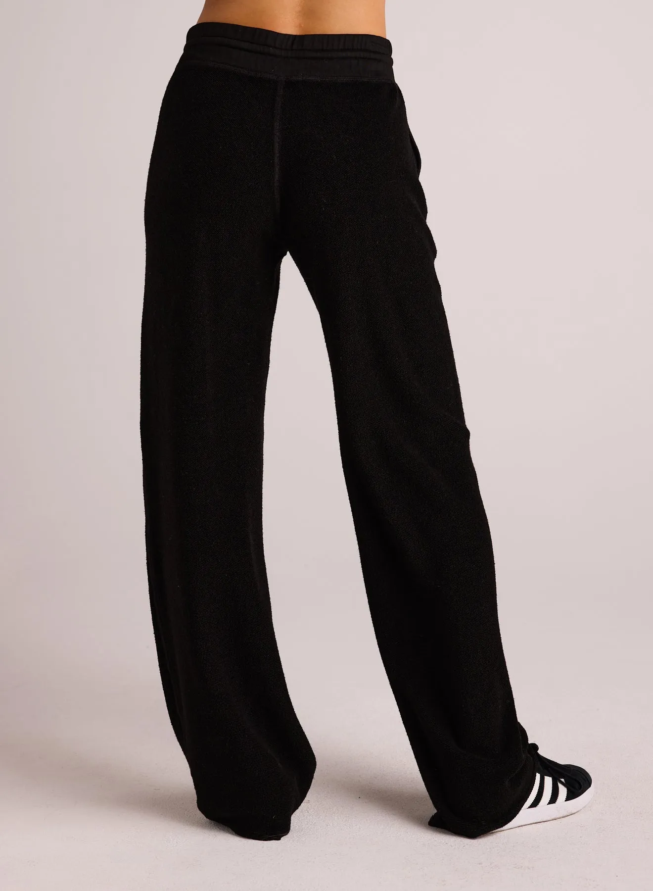 French Terry Wide Leg Sweatpant - Black