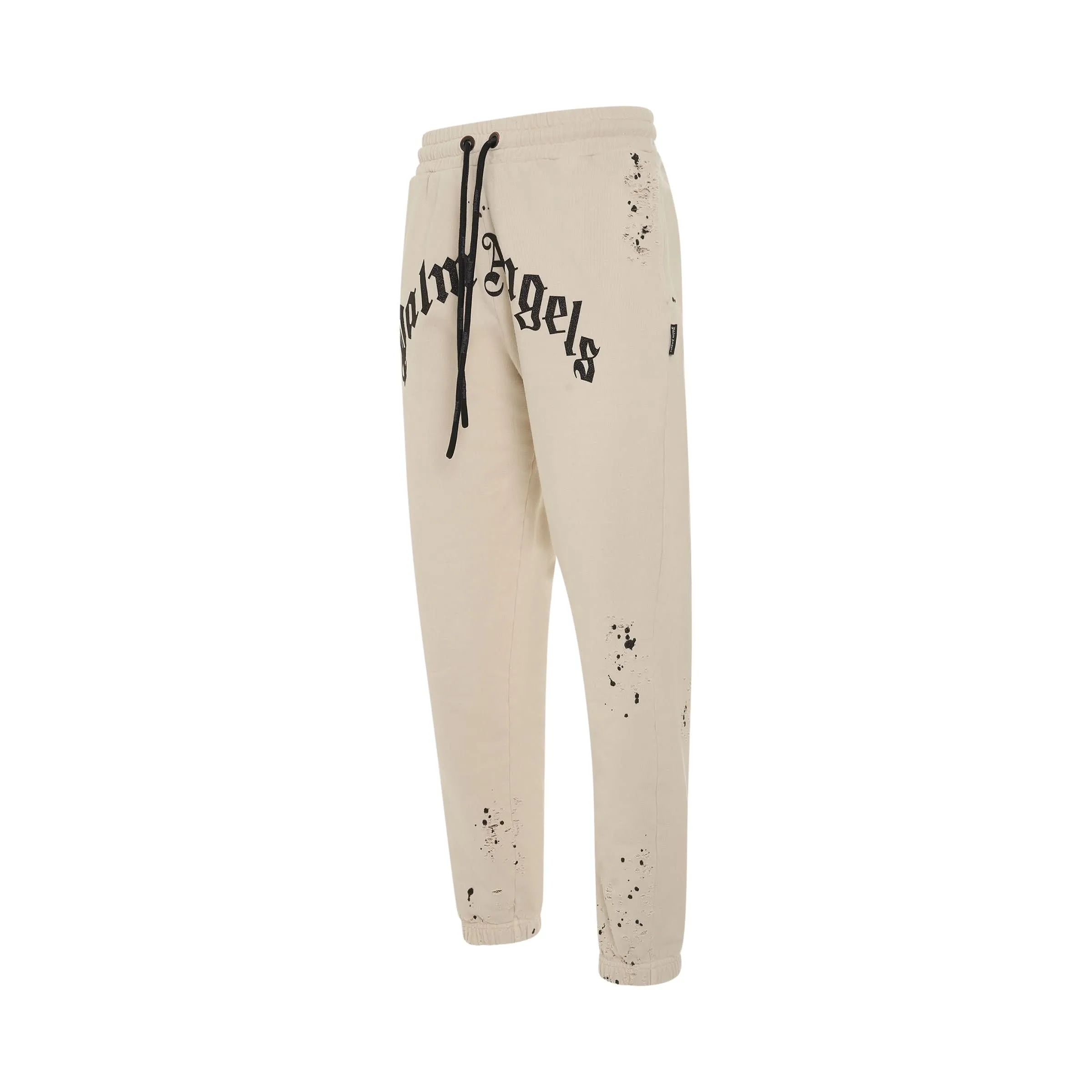 GC Glittered Logo Sweatpants in Off White/Black