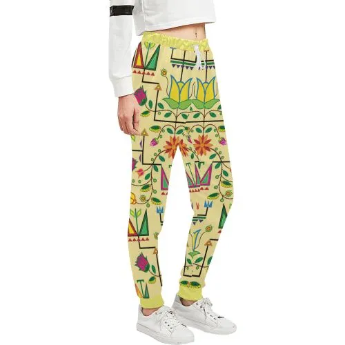 Geometric Floral Summer-Vanilla Women's Sweatpants