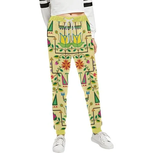 Geometric Floral Summer-Vanilla Women's Sweatpants