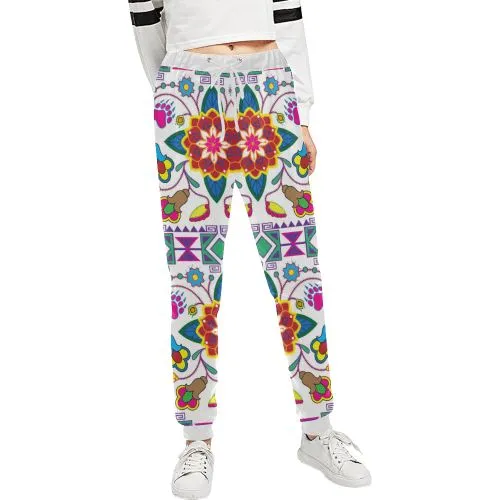 Geometric Floral Winter-White Women's Sweatpants