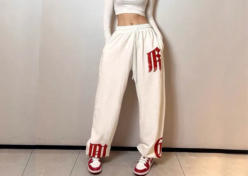 Gothic Letter Hip Hop Loose Jazz Women Feet Pants