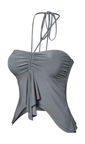 Gwen Halter Open Front Top (Charcoal Grey)