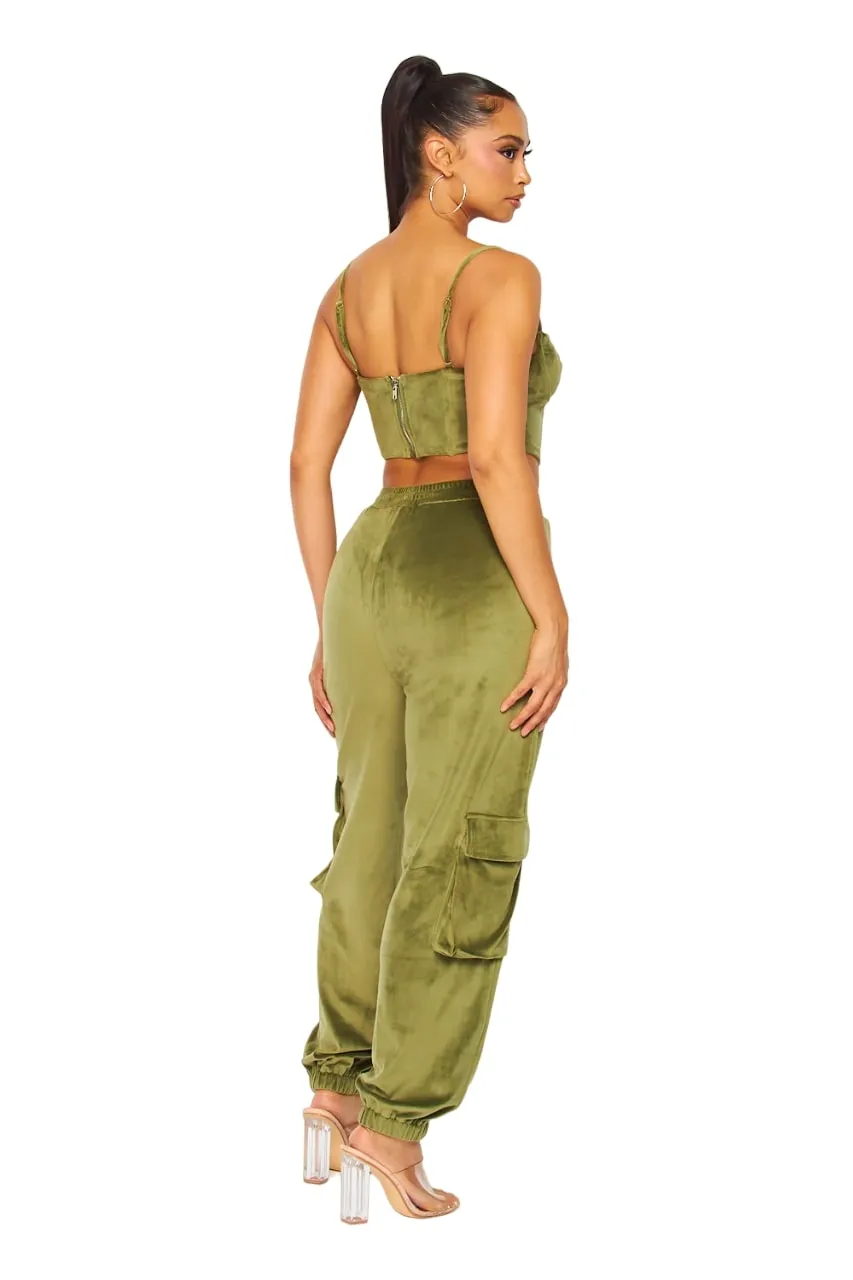 Hot & Delicious Women's It Figures Velour Cargo Pocket Jogger Pants