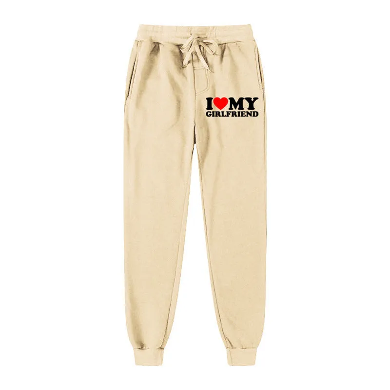 I LOVE MY GIRLFRIEND Letter Print Casual Sweatpants