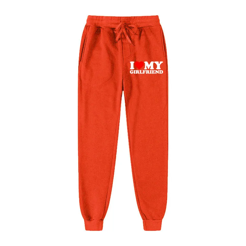 I LOVE MY GIRLFRIEND Letter Print Casual Sweatpants