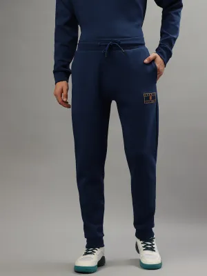 Iconic Men Blue Solid Regular Fit Mid-Rise Trackpant