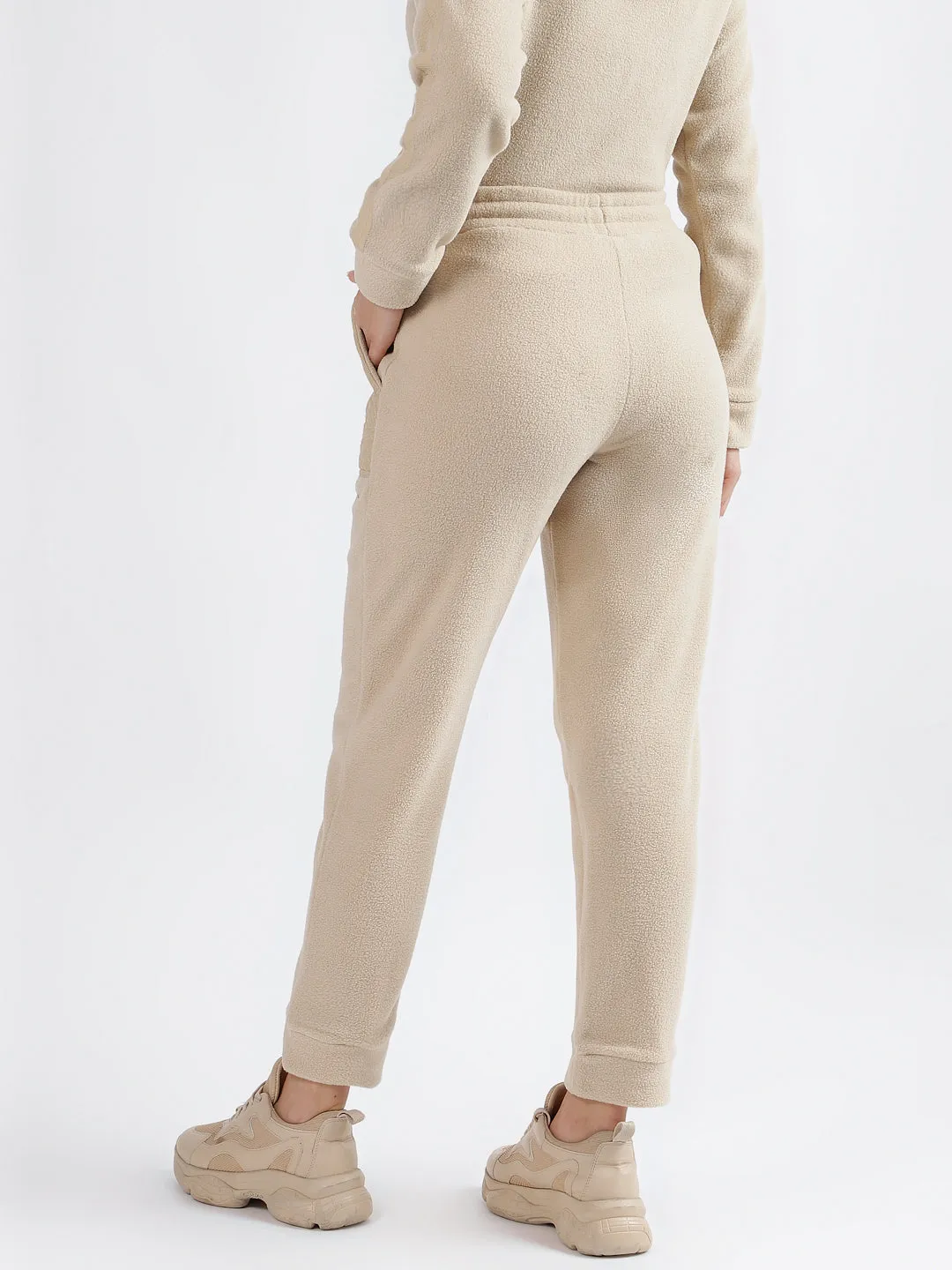 Iconic Women Beige Solid Regular Fit Sweatpant