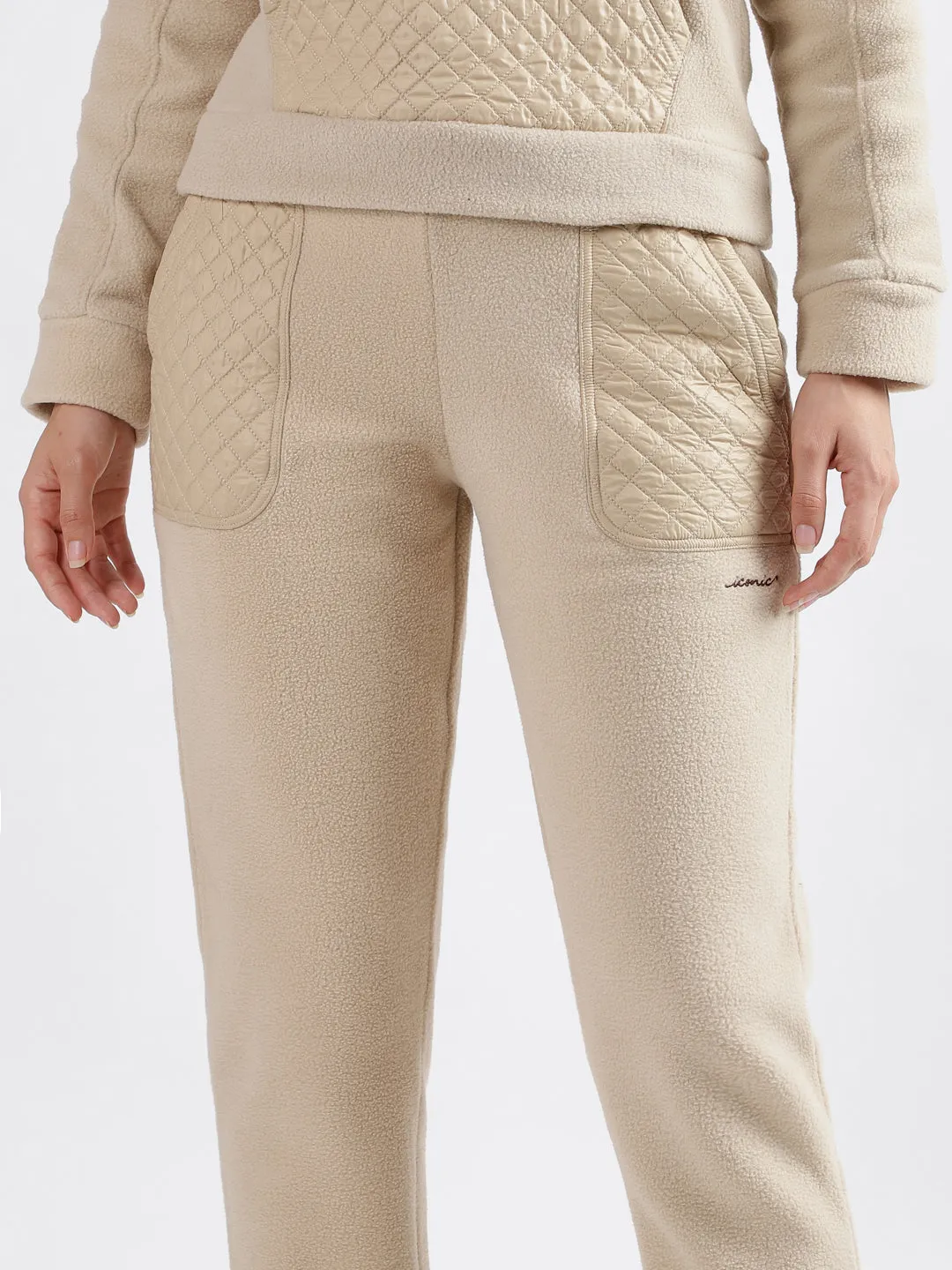 Iconic Women Beige Solid Regular Fit Sweatpant