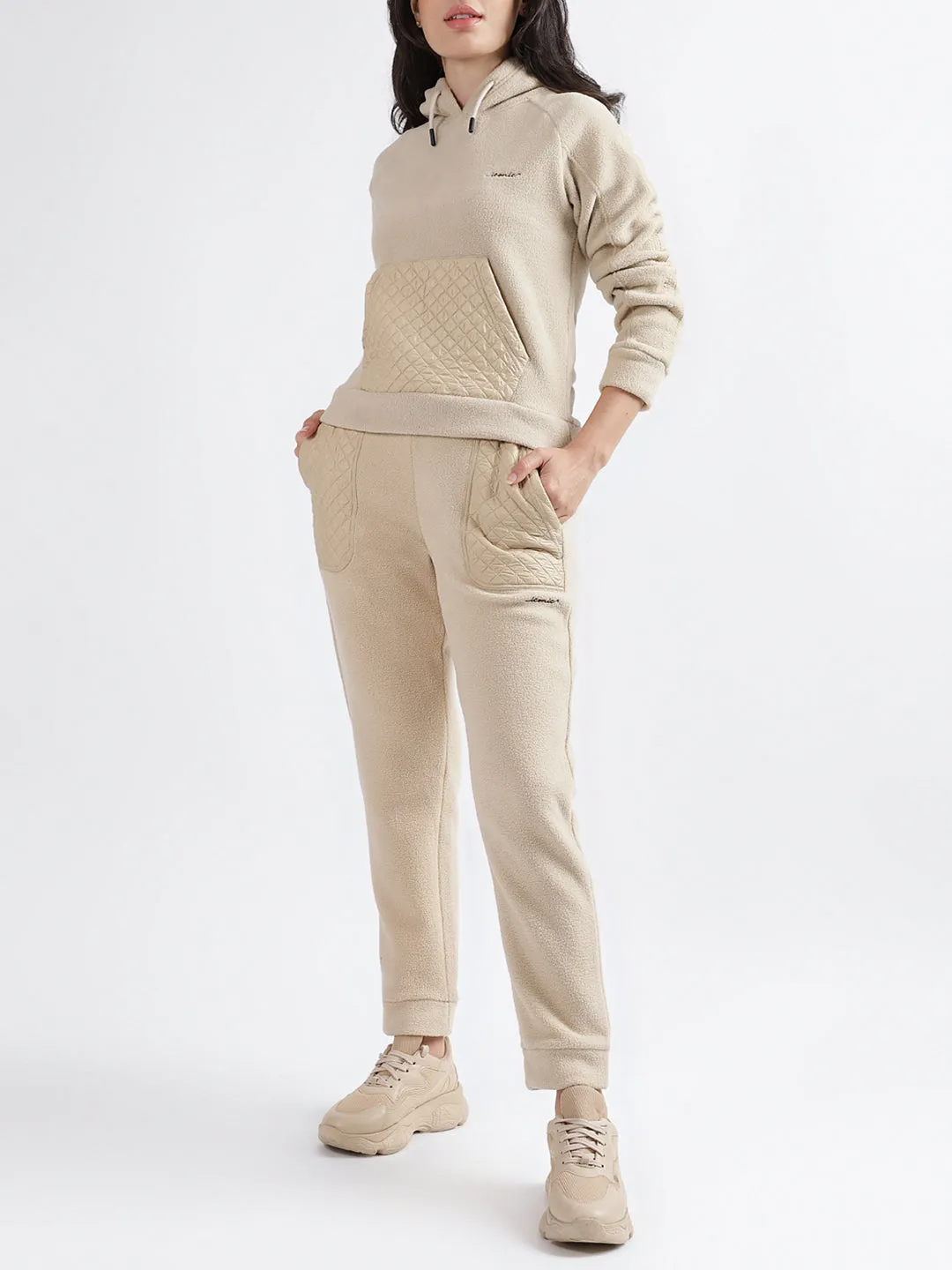 Iconic Women Beige Solid Regular Fit Sweatpant