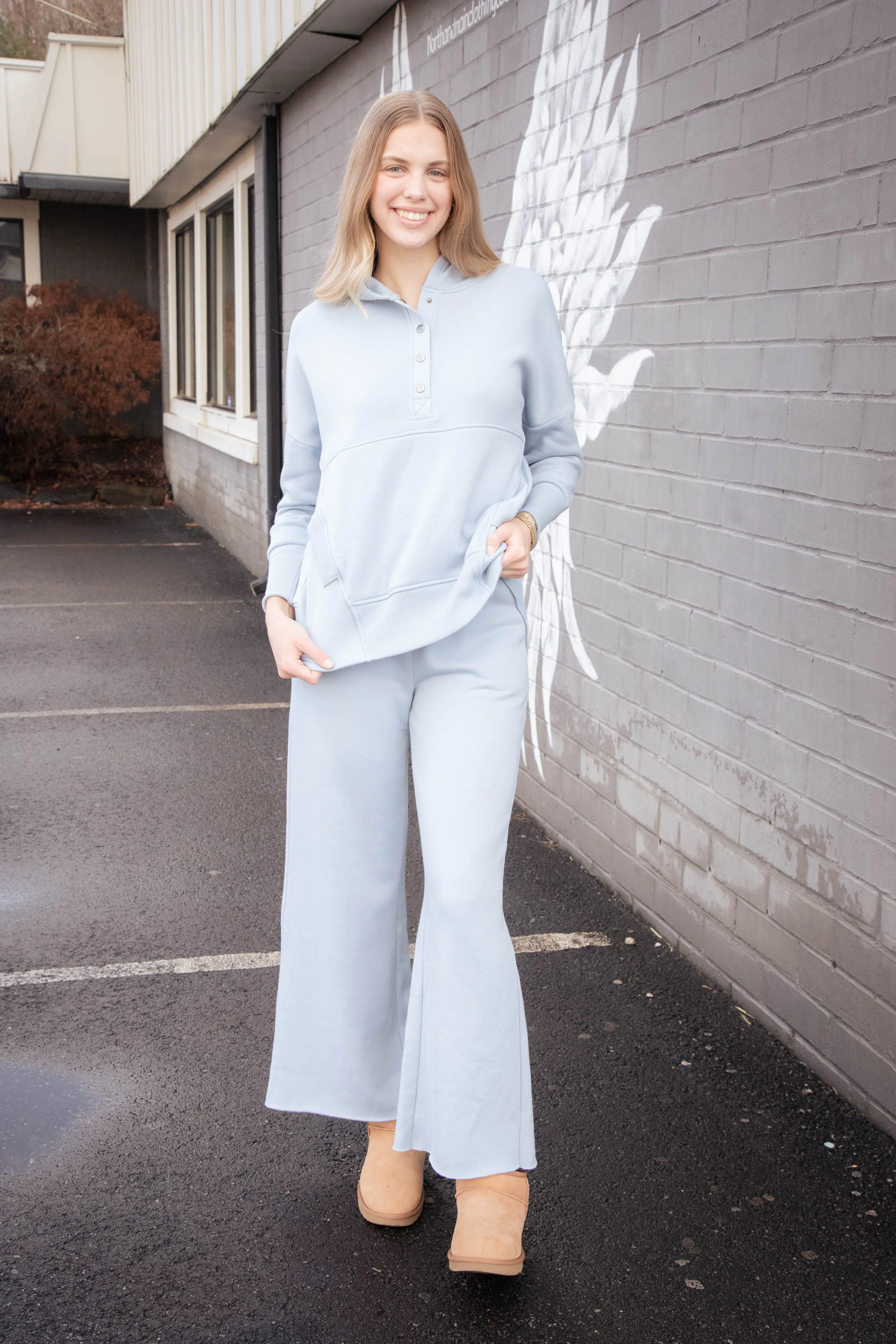 Jane Exposed Seam Sweatpants, Ash Blue